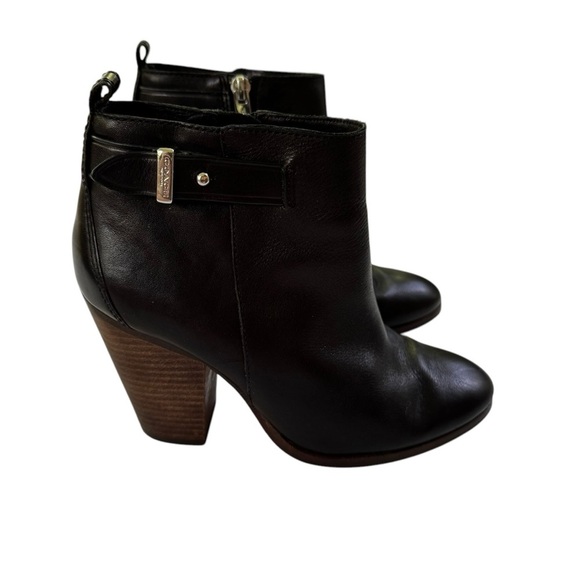 Coach Leather Hewes Bootie Ankle Boot Black Size 6 - Picture 3 of 16